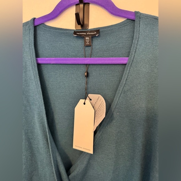 NEW Universal Standard Statement Wrap Sweater Blue Size 34 6x Cotton Blend NWT - Picture 3 of 9